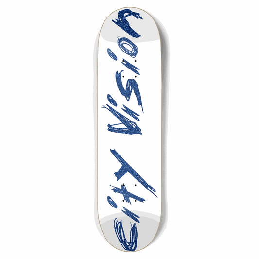 White and Blue Glitter Name 8.75 City Vision Skateboards  City Vision Skateboards 8.75