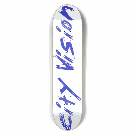 White and Blue Name 7.50 City Vision Skateboards  City Vision Skateboards 7.50