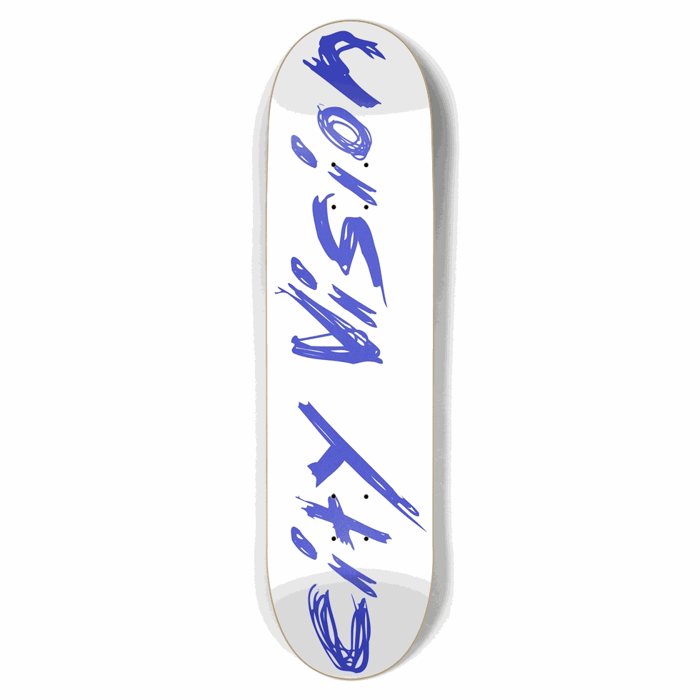 White and Blue Name 8.50 City Vision Skateboards  City Vision Skateboards 8.50