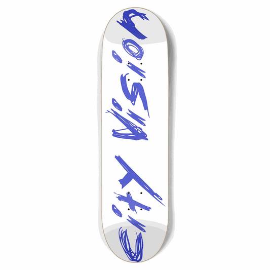 White and Blue Name 8.75 City Vision Skateboards  City Vision Skateboards 8.75