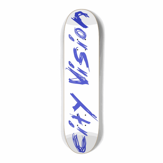White and Blue Name Mini 7.25 City Vision Skateboards  City Vision Skateboards 7.25