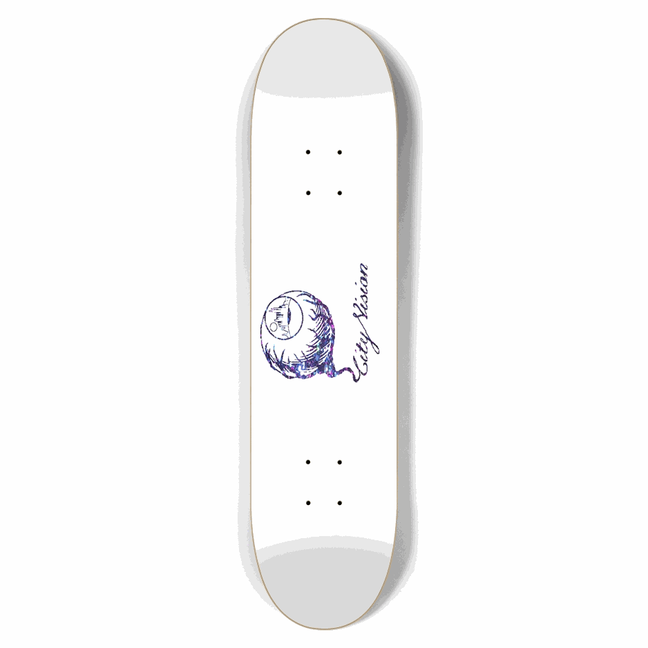 White and Dark Rainbow Gliter Logo 7.62 City Vision Skateboards  City Vision Skateboards 7.62