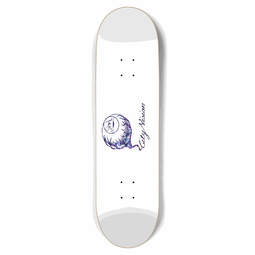 White and Dark Rainbow Gliter Logo 8.75 City Vision Skateboards  City Vision Skateboards 8.75