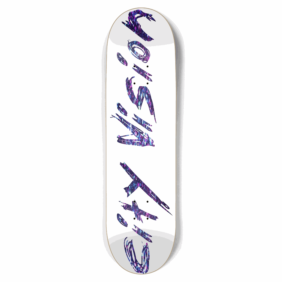 White and Dark Rainbow Glitter Name 8.75 City Vision Skateboards  City Vision Skateboards 8.75