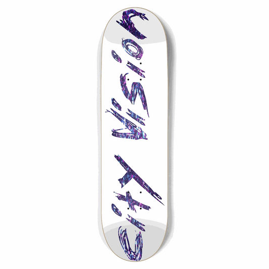 White and Dark Rainbow Glitter Name 8.75 City Vision Skateboards  City Vision Skateboards 8.75