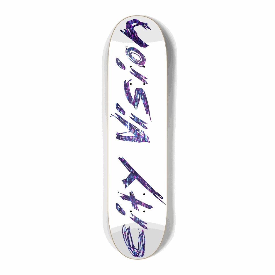 White and Dark Rainbow Glitter Name Mini 7.25 City Vision Skateboards  City Vision Skateboards 7.25