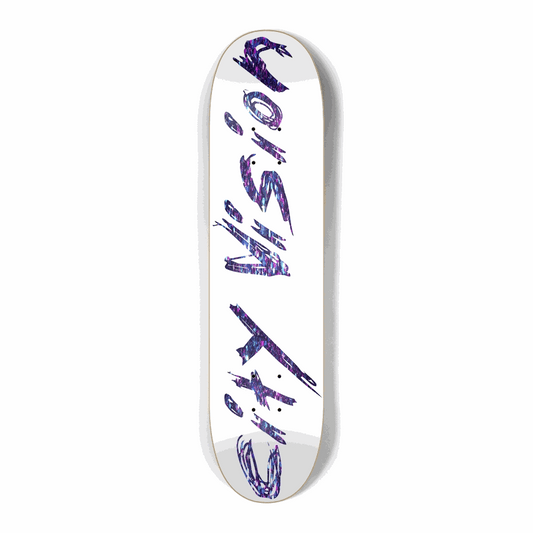White and Dark Rainbow Glitter Name Mini 7.25 City Vision Skateboards  City Vision Skateboards 7.25