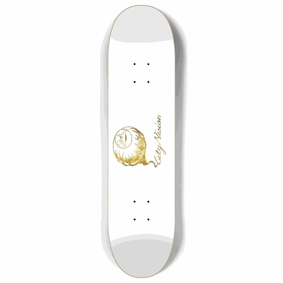 White and Gold Glitter Logo 8.00 City Vision Skateboards  City Vision Skateboards 8.00