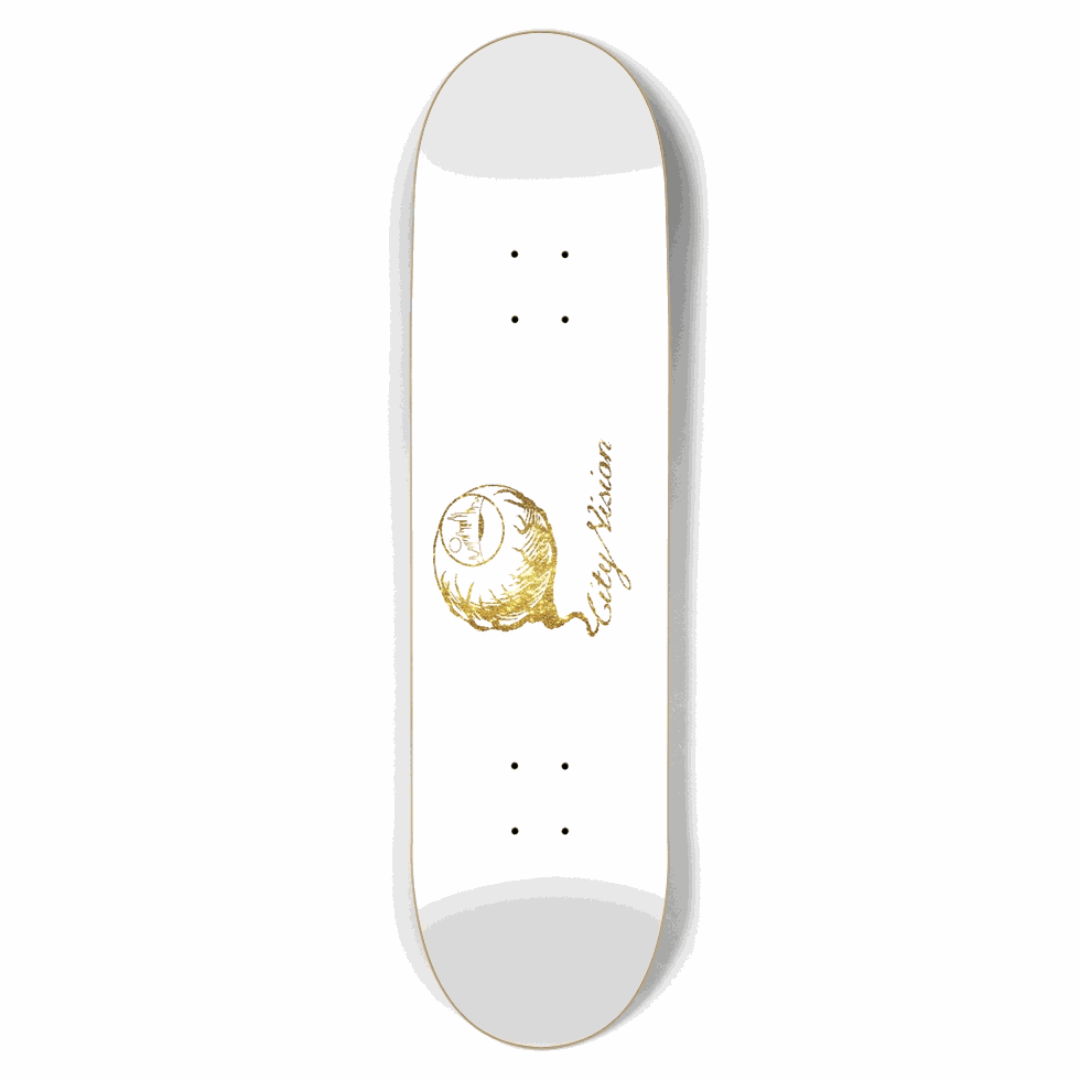 White and Gold Glitter Logo 8.50 City Vision Skateboards  City Vision Skateboards 8.50
