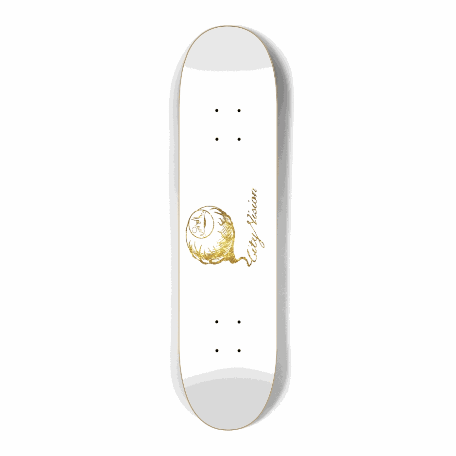 White and Gold Glitter Logo Mini 7.25 City Vision Skateboards  City Vision Skateboards 7.25