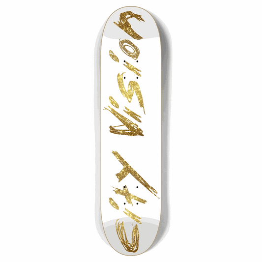 White and Gold Glitter Name 7.87 City Vision Skateboards  City Vision Skateboards 7.87