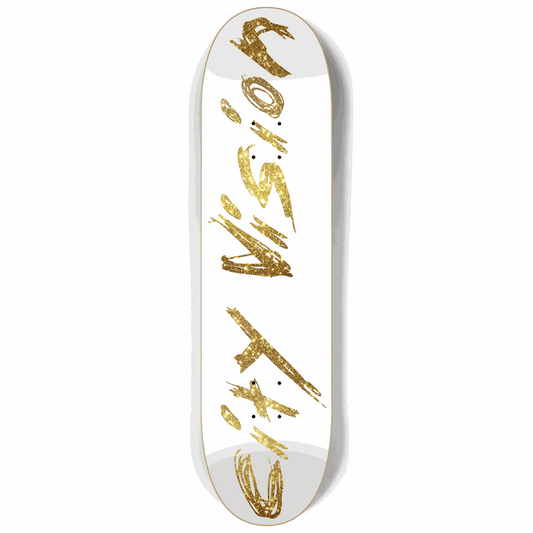 White and Gold Glitter Name 8.25 City Vision Skateboards  City Vision Skateboards 8.25