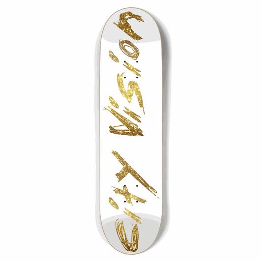 White and Gold Glitter Name 8.50 City Vision Skateboards  City Vision Skateboards 8.50