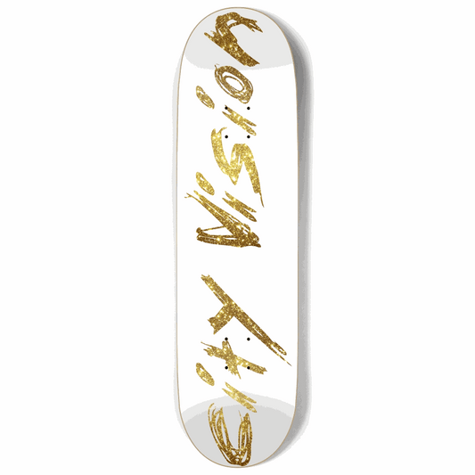 White and Gold Glitter Name 9.00 City Vision Skateboards  City Vision Skateboards 9.00