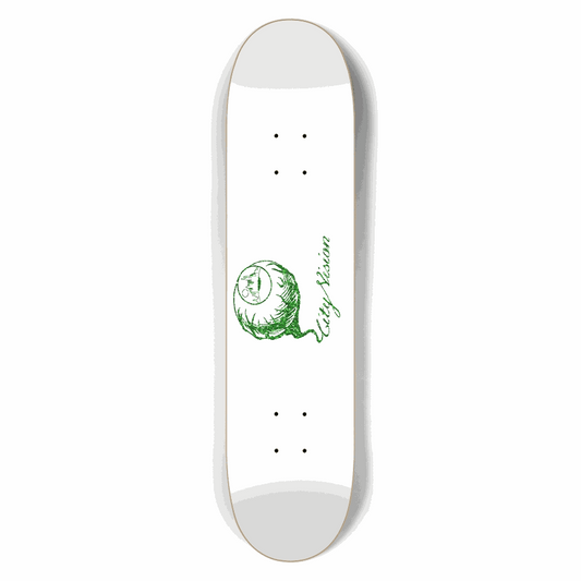 White and Green Glitter Logo 7.50 City Vision Skateboards  City Vision Skateboards 7.50