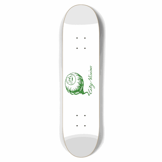 White and Green Glitter Logo 7.62 City Vision Skateboards  City Vision Skateboards 7.62