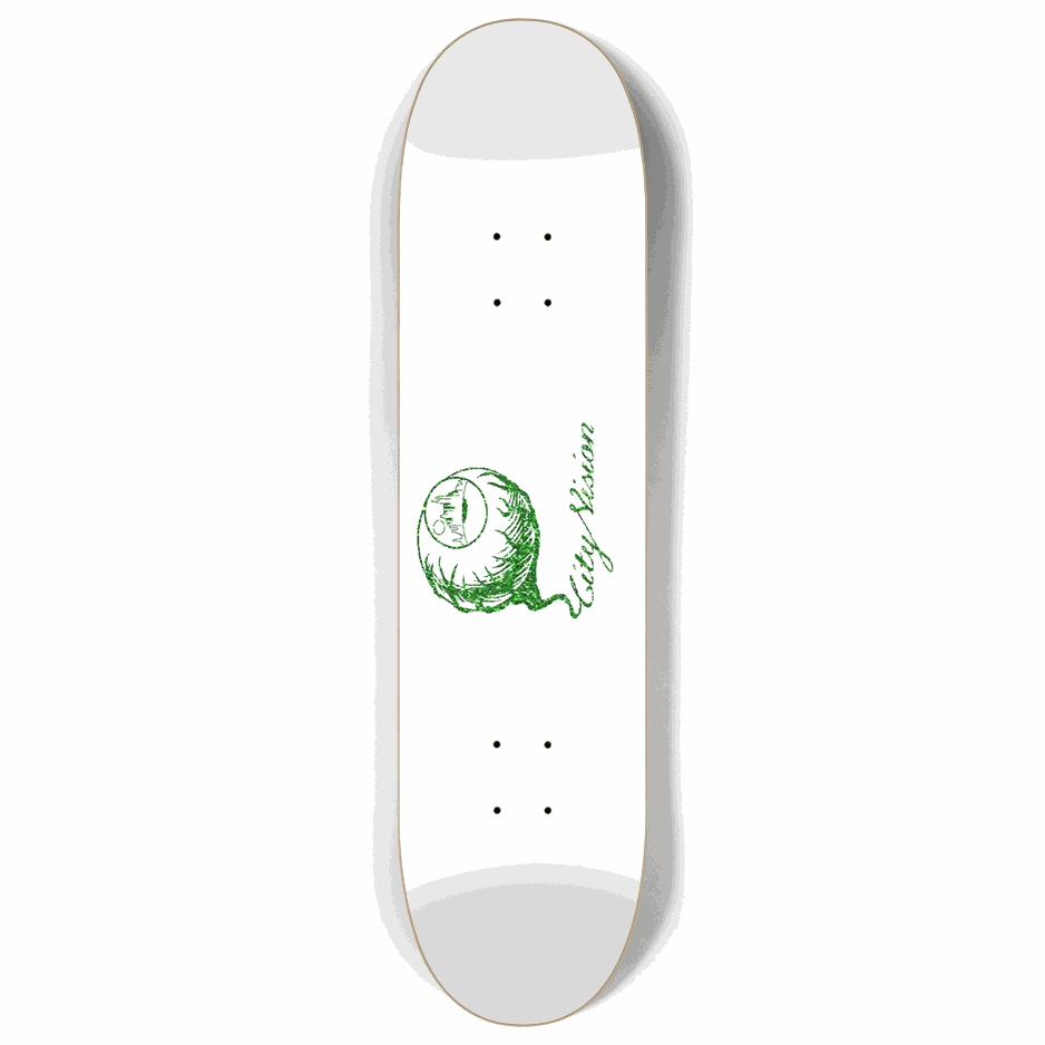White and Green Glitter Logo 8.00 City Vision Skateboards  City Vision Skateboards 8.00