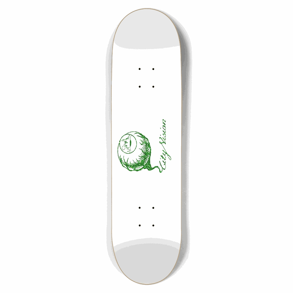 White and Green Glitter Logo 8.50 City Vision Skateboards  City Vision Skateboards 8.50