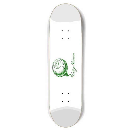 White and Green Glitter Logo 8.75 City Vision Skateboards  City Vision Skateboards 8.75