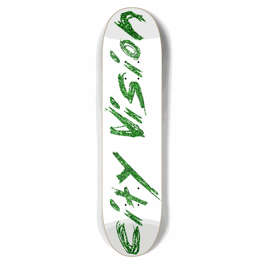 White and Green Glitter Name 7.62 City Vision Skateboards  City Vision Skateboards 7.62