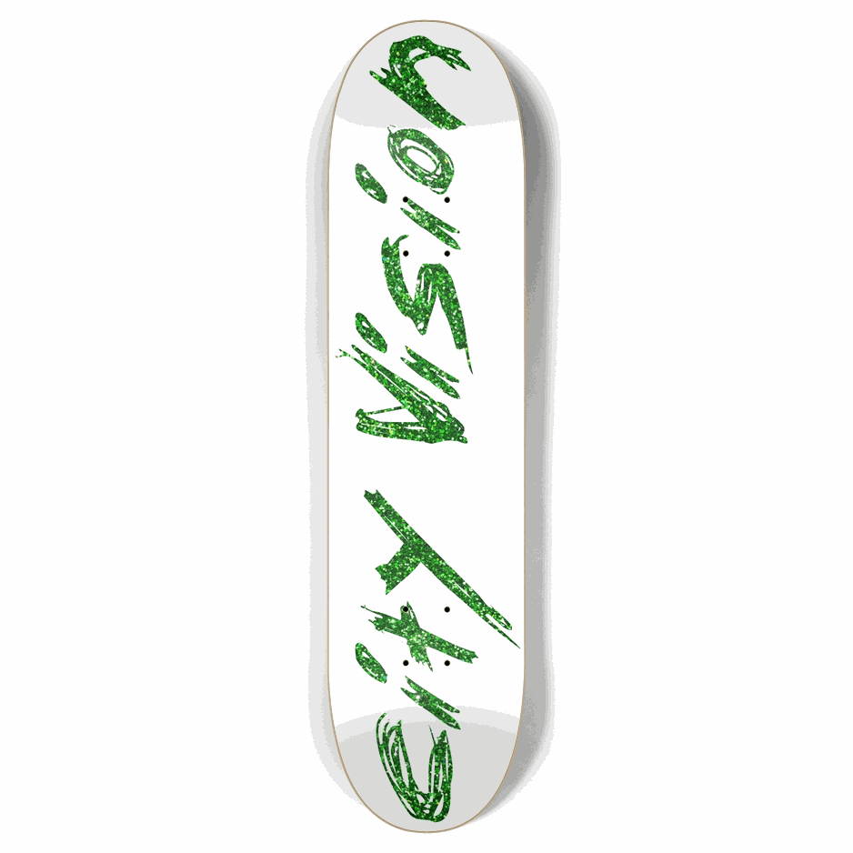 White and Green Glitter Name 7.87 City Vision Skateboards  City Vision Skateboards 7.87