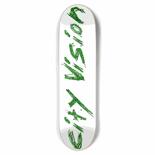 White and Green Glitter Name 8.50 City Vision Skateboards  City Vision Skateboards 8.50