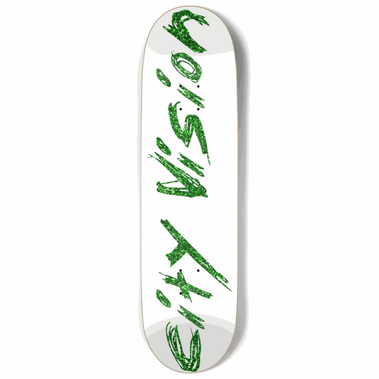 White and Green Glitter Name 9.00 City Vision Skateboards  City Vision Skateboards 9.00