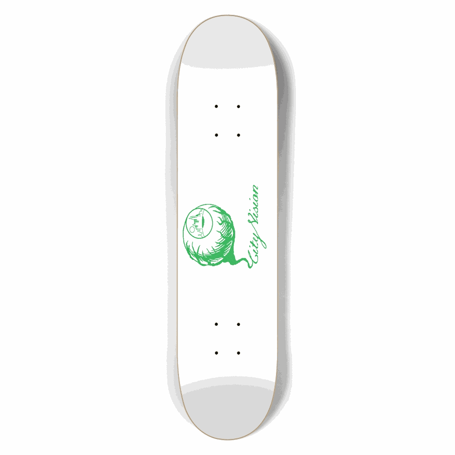 White and Green Logo 7.50 City Vision Skateboards  City Vision Skateboards 7.50