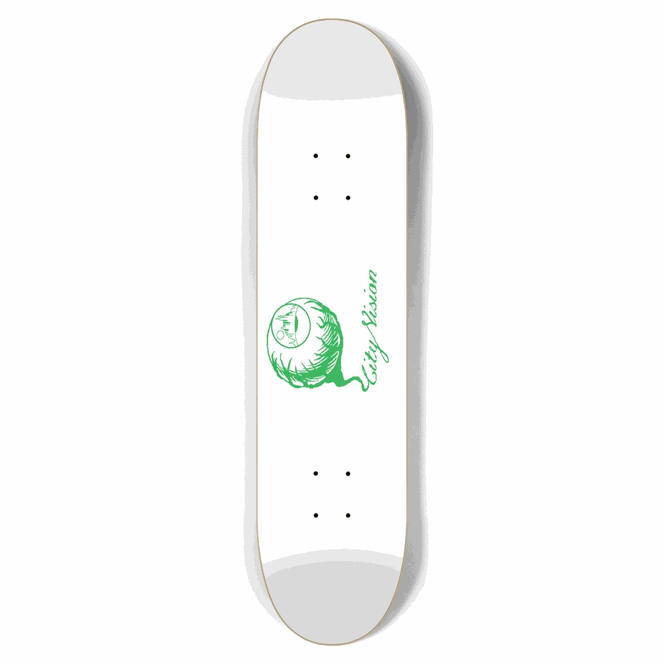 White and Green Logo 7.62 City Vision Skateboards  City Vision Skateboards 7.62