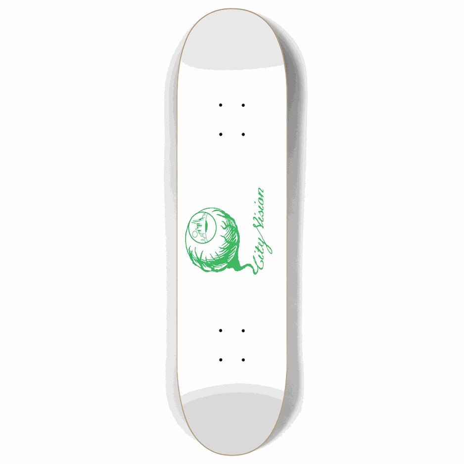 White and Green Logo 8.00 City Vision Skateboards  City Vision Skateboards 8.00