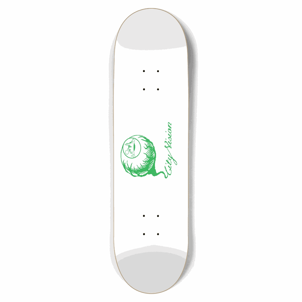 White and Green Logo 8.75 City Vision Skateboards  City Vision Skateboards 8.75