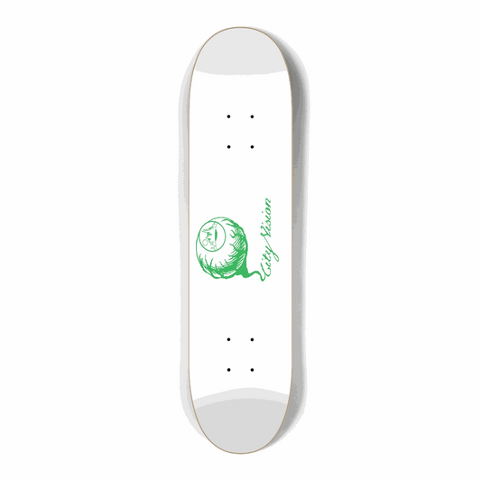White and Green Logo Mini 7.25 City Vision Skateboards  City Vision Skateboards 7.25