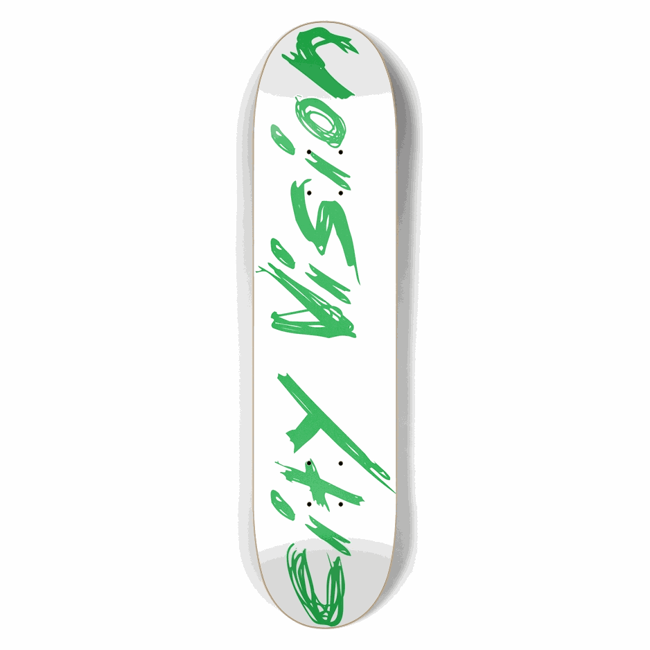 White and Green Name 7.50 City Vision Skateboards  City Vision Skateboards 7.50