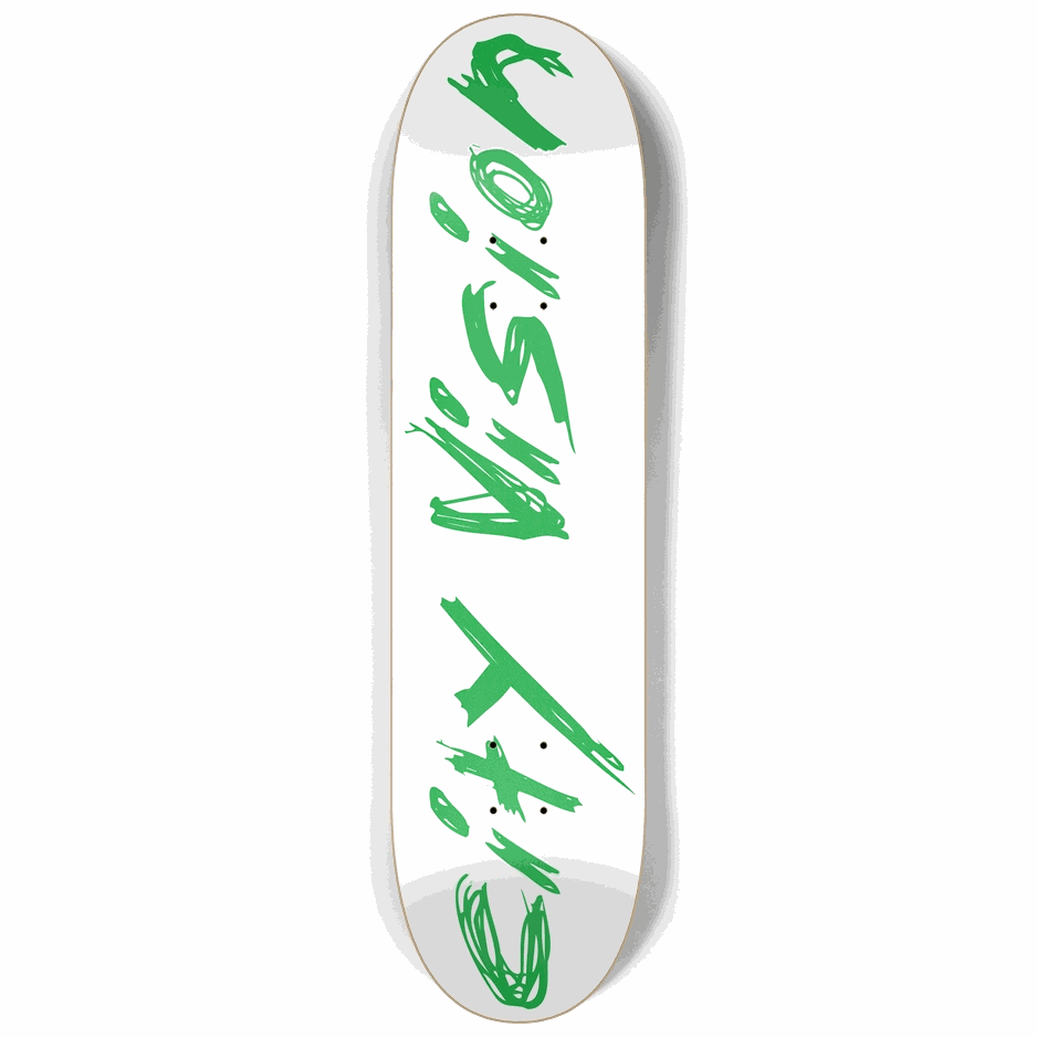 White and Green Name 8.25 City Vision Skateboards  City Vision Skateboards 8.25