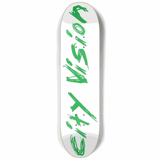 White and Green Name 8.25 City Vision Skateboards  City Vision Skateboards 8.25