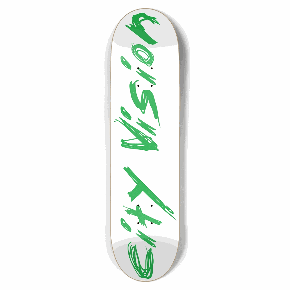White and Green Name 8.50 City Vision Skateboards  City Vision Skateboards 8.50