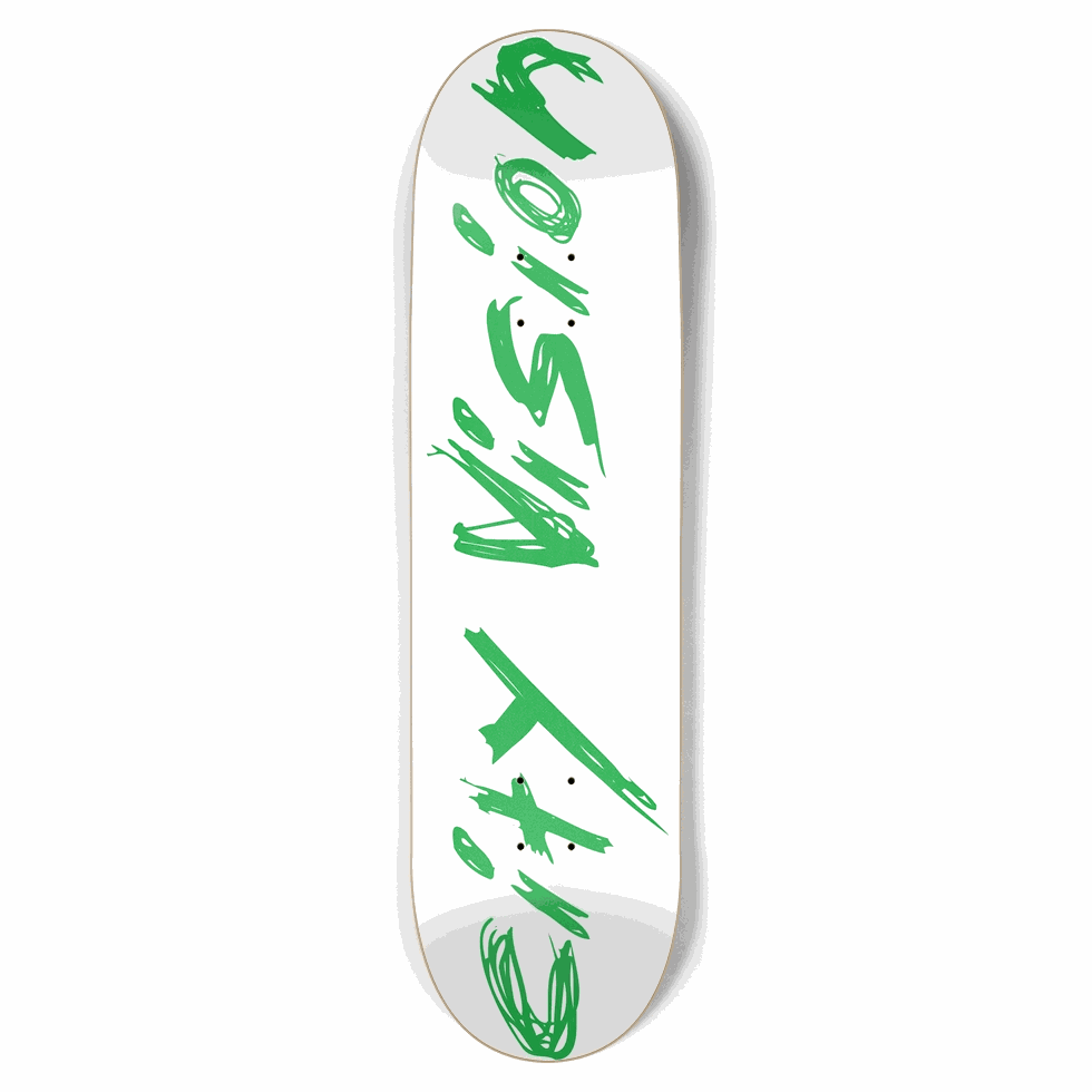 White and Green Name 8.75 City Vision Skateboards  City Vision Skateboards 8.75