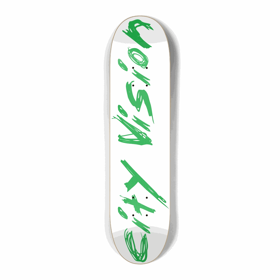 White and Green Name Mini 7.25 City Vision Skateboards  City Vision Skateboards 7.25