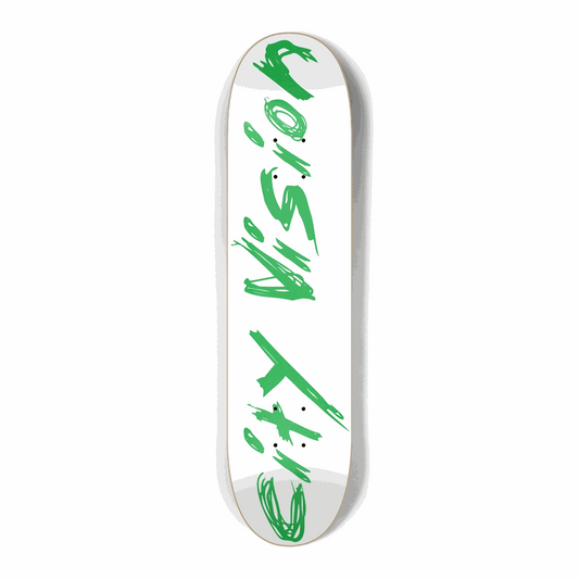 White and Green Name Mini 7.25 City Vision Skateboards  City Vision Skateboards 7.25