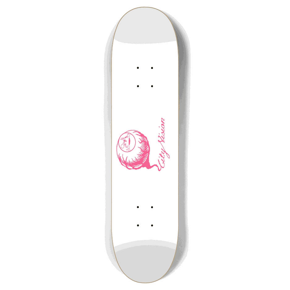 White and Hot Pink Logo 7.87 City Vision Skateboards  City Vision Skateboards 7.87