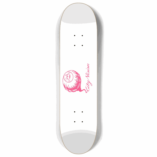 White and Hot Pink Logo 8.00 City Vision Skateboards  City Vision Skateboards 8.00
