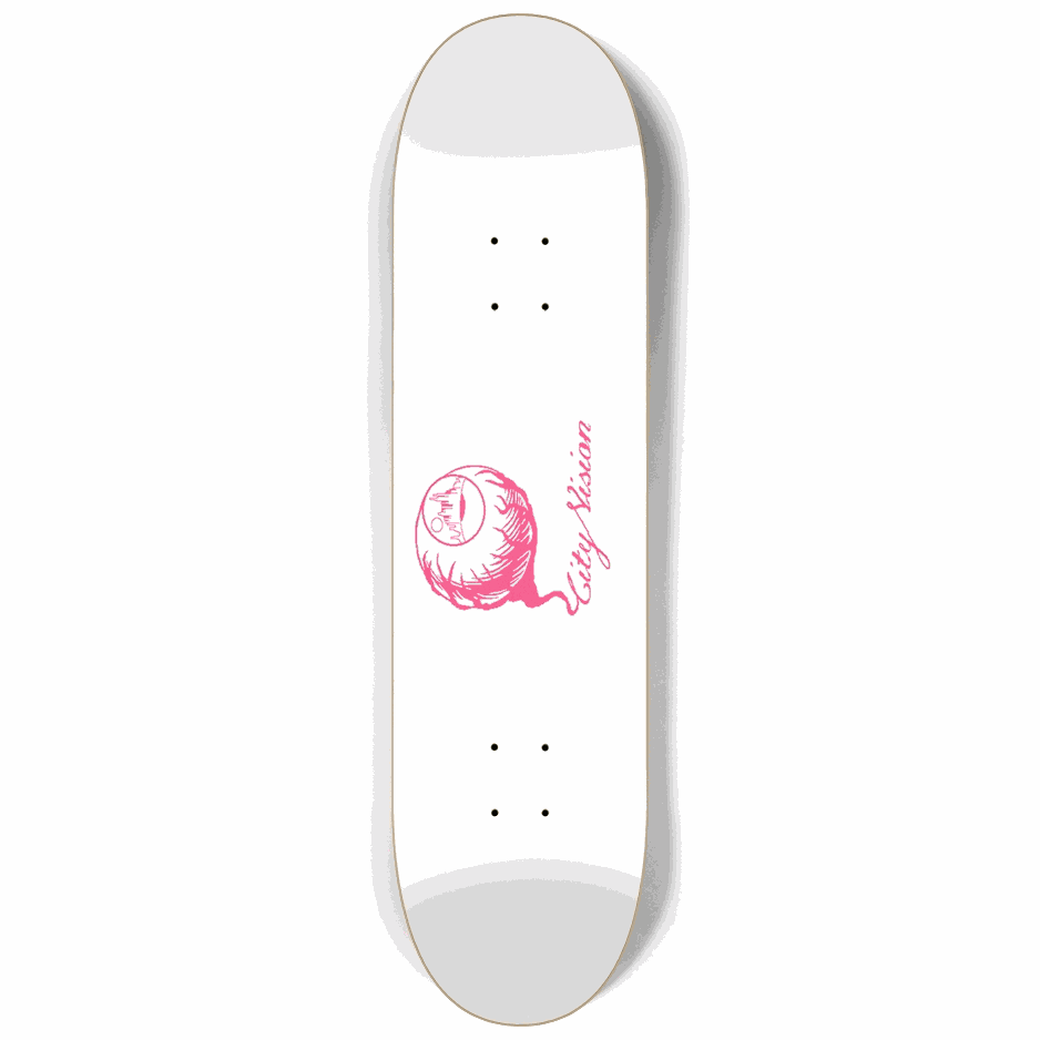 White and Hot Pink Logo 8.25 City Vision Skateboards  City Vision Skateboards 8.25