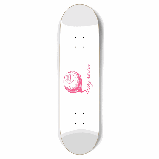 White and Hot Pink Logo 8.75 City Vision Skateboards  City Vision Skateboards 8.75