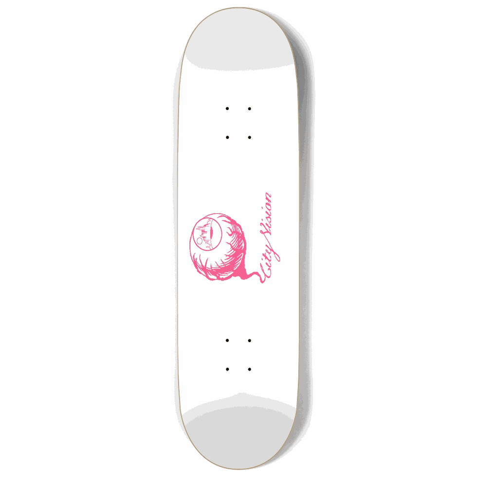 White and Hot Pink Logo 9.00 City Vision Skateboards  City Vision Skateboards 9.00