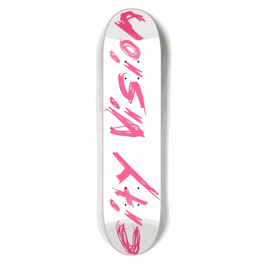 White and Hot Pink Name 7.50 City Vision Skateboards  City Vision Skateboards 7.50