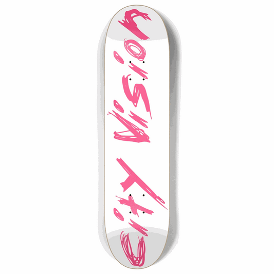 White and Hot Pink Name 8.00 City Vision Skateboards  City Vision Skateboards 8.00