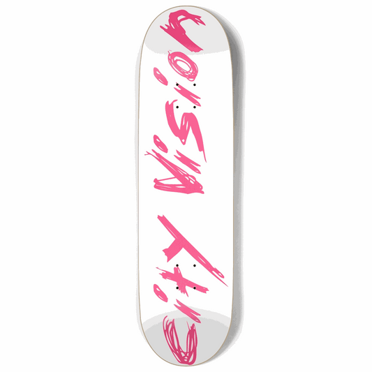 White and Hot Pink Name 9.00 City Vision Skateboards  City Vision Skateboards 9.00