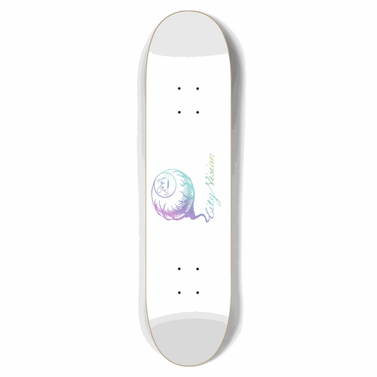 White and Light Rainbow Glitter Logo 7.62 City Vision Skateboards  City Vision Skateboards 7.62