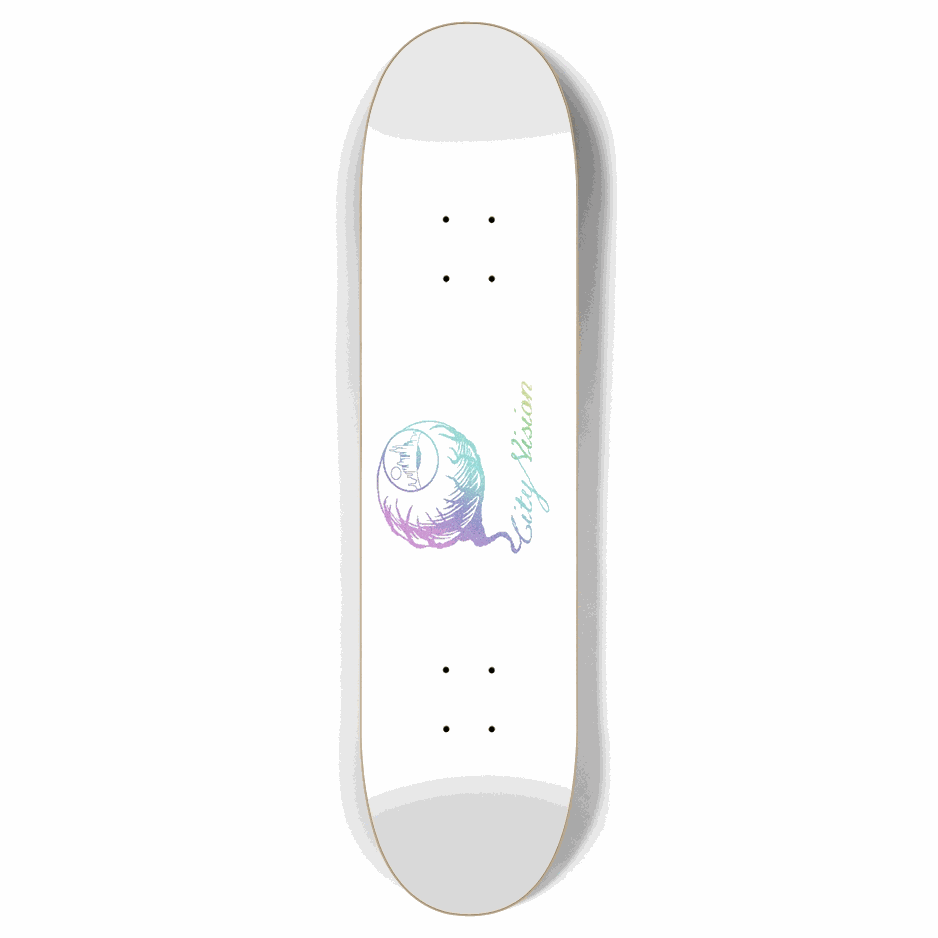 White and Light Rainbow Glitter Logo 7.87 City Vision Skateboards  City Vision Skateboards 7.87