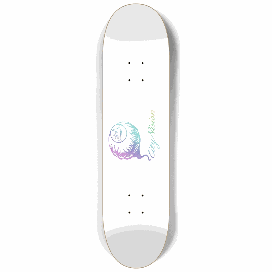 White and Light Rainbow Glitter Logo 8.25 City Vision Skateboards  City Vision Skateboards 8.25